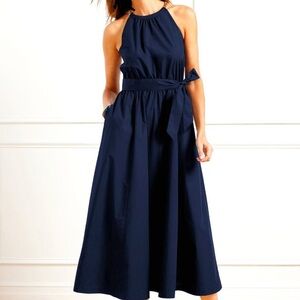 Talbots Chain Strap Midi Halter Dress Navy Women’s Size 10